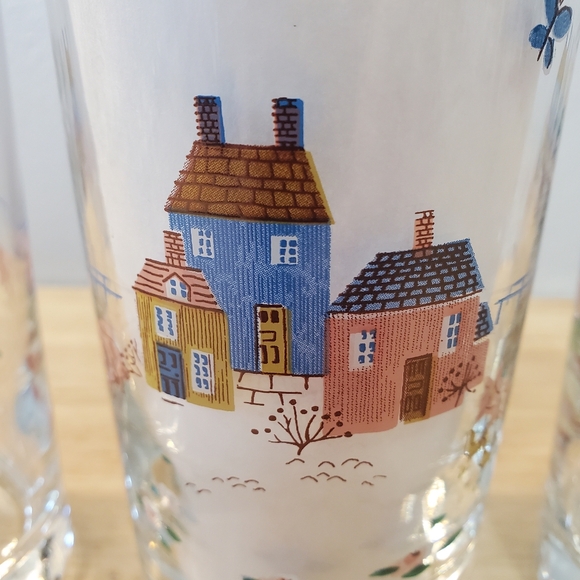 Vintage International Heartland Country Village 13oz Beverage Glass Tumblers - Picture 4 of 10
